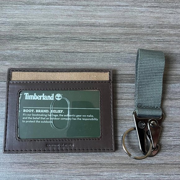 Timberland Khaki Canvas Card Case With Key Fob Ring Wallet NP0439/67 Gift Set - Picture 2 of 8